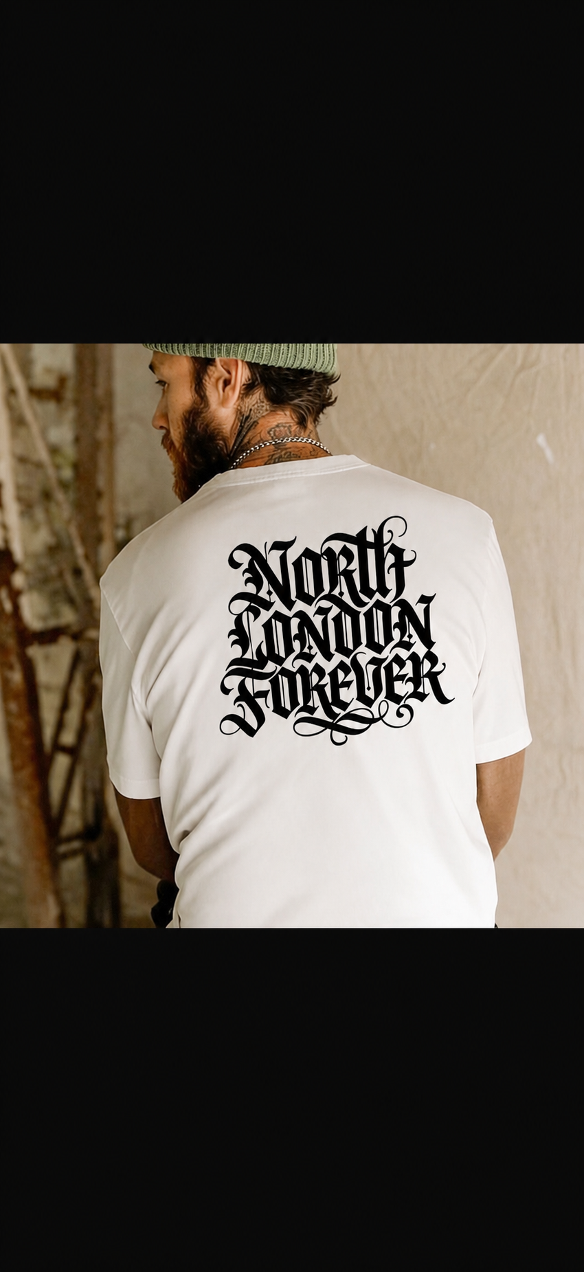 North London Forever Champions 2026 Graphic T-Shirt - Gothic football fan tee - logo on back