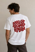 World in motion t shirt - logo on back
